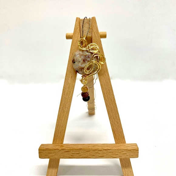 HANDMADE Genuine Jasper Stone Wire Wrapped Pendant with Jasper Dangle Accent - Picture 6 of 9